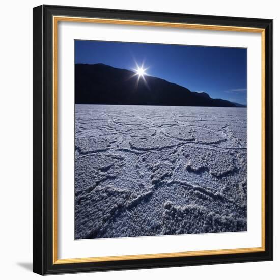 Moon Rise over Badwater in Death Valley.-Jon Hicks-Framed Photographic Print