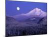 Moon Rises Over Mt. Hood, Oregon Cascades, USA-Janis Miglavs-Mounted Photographic Print