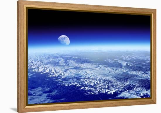 Moon Rising Over Earth's Horizon-Detlev Van Ravenswaay-Framed Premier Image Canvas