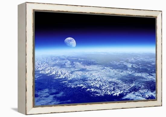 Moon Rising Over Earth's Horizon-Detlev Van Ravenswaay-Framed Premier Image Canvas