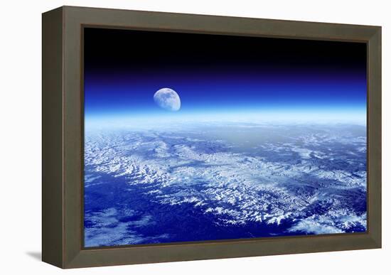 Moon Rising Over Earth's Horizon-Detlev Van Ravenswaay-Framed Premier Image Canvas