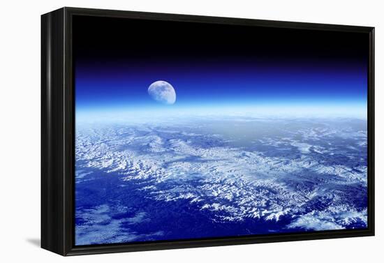 Moon Rising Over Earth's Horizon-Detlev Van Ravenswaay-Framed Premier Image Canvas