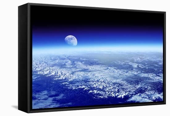 Moon Rising Over Earth's Horizon-Detlev Van Ravenswaay-Framed Premier Image Canvas