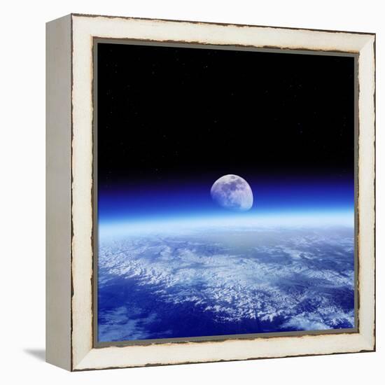 Moon Rising Over Earth's Horizon-Detlev Van Ravenswaay-Framed Premier Image Canvas