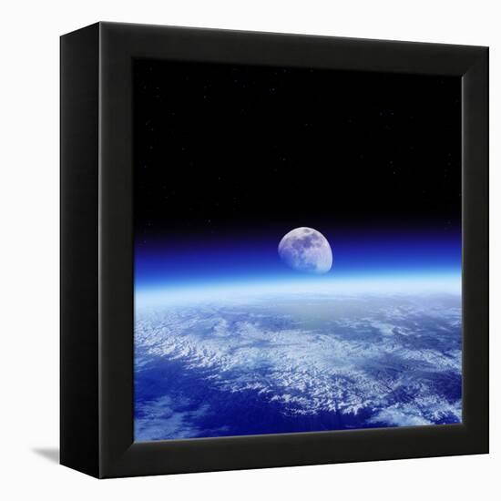 Moon Rising Over Earth's Horizon-Detlev Van Ravenswaay-Framed Premier Image Canvas