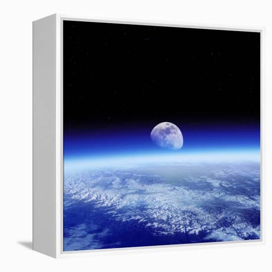 Moon Rising Over Earth's Horizon-Detlev Van Ravenswaay-Framed Premier Image Canvas