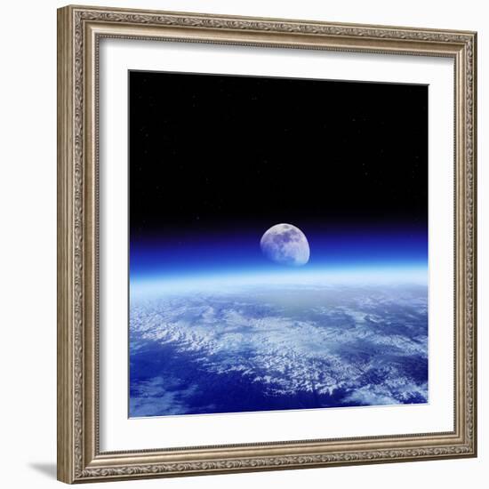 Moon Rising Over Earth's Horizon-Detlev Van Ravenswaay-Framed Premium Photographic Print