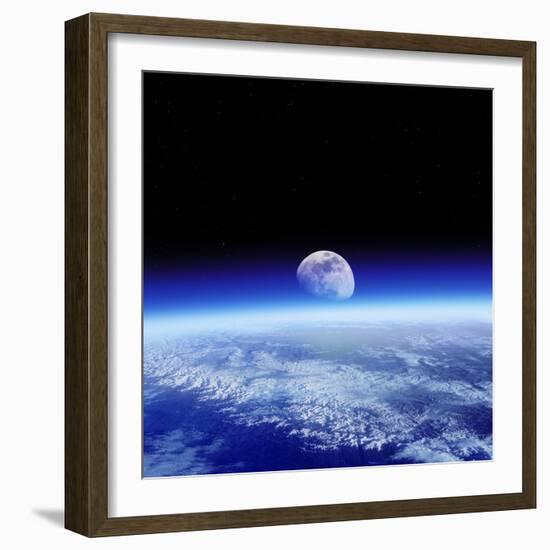 Moon Rising Over Earth's Horizon-Detlev Van Ravenswaay-Framed Premium Photographic Print