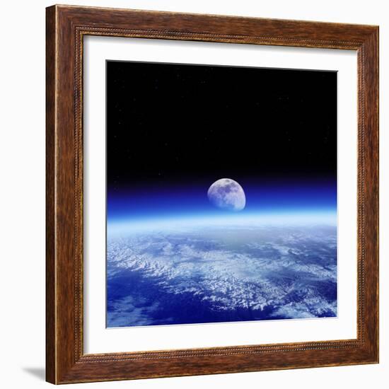 Moon Rising Over Earth's Horizon-Detlev Van Ravenswaay-Framed Premium Photographic Print