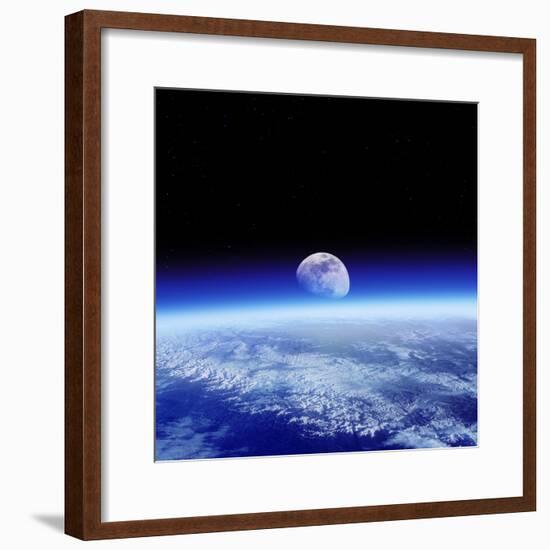 Moon Rising Over Earth's Horizon-Detlev Van Ravenswaay-Framed Premium Photographic Print