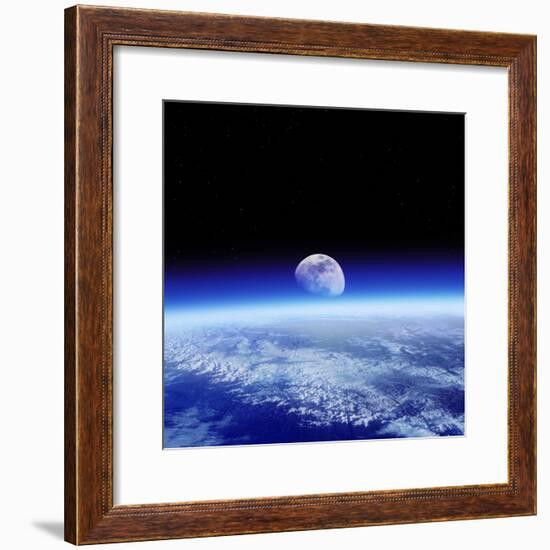 Moon Rising Over Earth's Horizon-Detlev Van Ravenswaay-Framed Premium Photographic Print