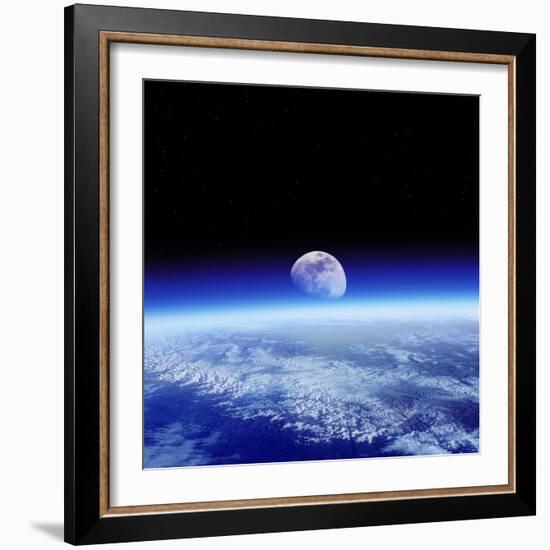 Moon Rising Over Earth's Horizon-Detlev Van Ravenswaay-Framed Premium Photographic Print