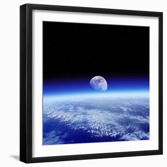 Moon Rising Over Earth's Horizon-Detlev Van Ravenswaay-Framed Premium Photographic Print