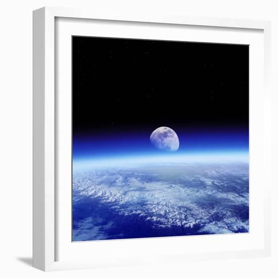 Moon Rising Over Earth's Horizon-Detlev Van Ravenswaay-Framed Premium Photographic Print