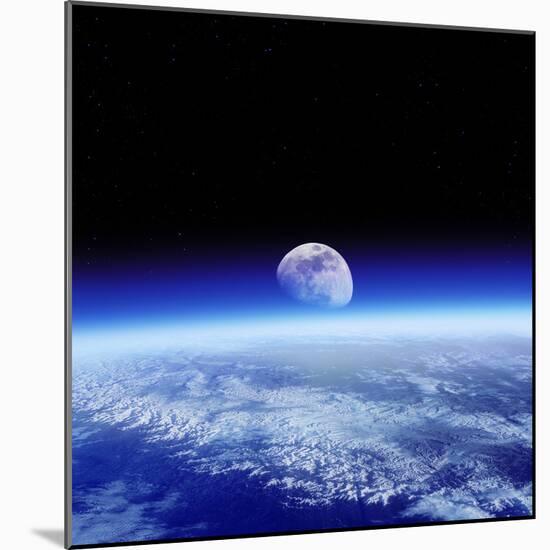 Moon Rising Over Earth's Horizon-Detlev Van Ravenswaay-Mounted Premium Photographic Print