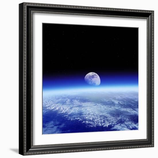 Moon Rising Over Earth's Horizon-Detlev Van Ravenswaay-Framed Premium Photographic Print