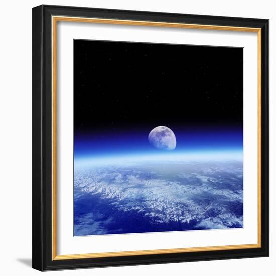 Moon Rising Over Earth's Horizon-Detlev Van Ravenswaay-Framed Premium Photographic Print
