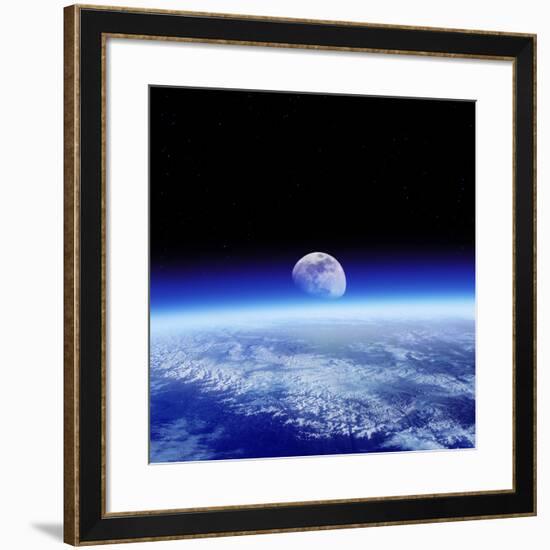 Moon Rising Over Earth's Horizon-Detlev Van Ravenswaay-Framed Photographic Print