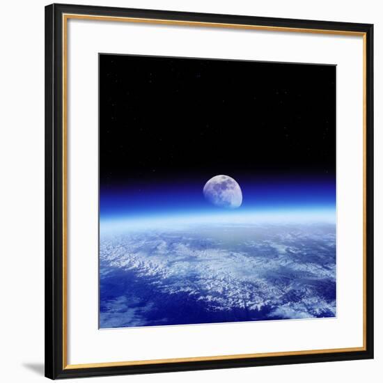 Moon Rising Over Earth's Horizon-Detlev Van Ravenswaay-Framed Photographic Print