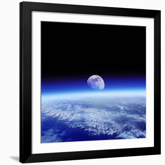 Moon Rising Over Earth's Horizon-Detlev Van Ravenswaay-Framed Photographic Print