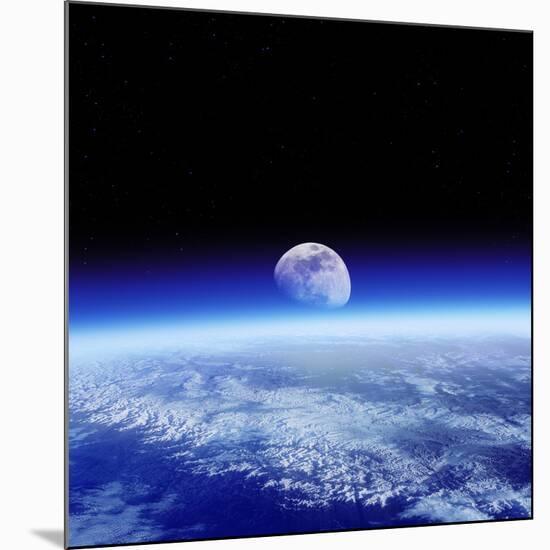 Moon Rising Over Earth's Horizon-Detlev Van Ravenswaay-Mounted Photographic Print