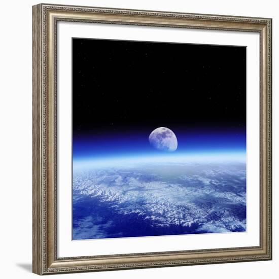 Moon Rising Over Earth's Horizon-Detlev Van Ravenswaay-Framed Photographic Print