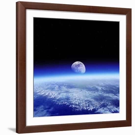 Moon Rising Over Earth's Horizon-Detlev Van Ravenswaay-Framed Photographic Print