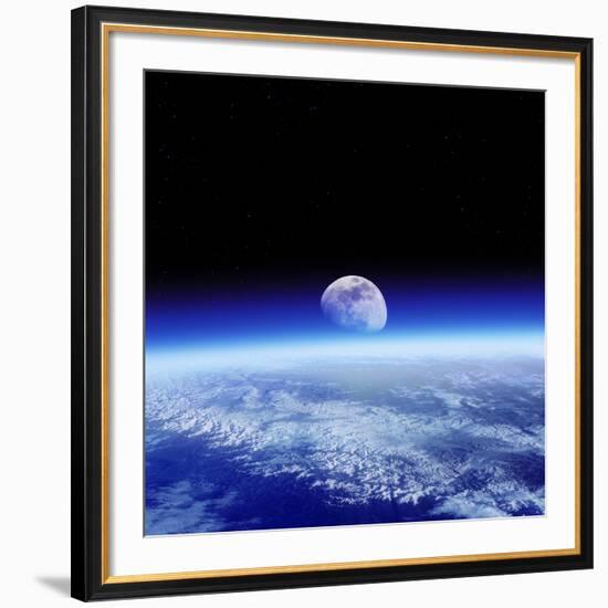 Moon Rising Over Earth's Horizon-Detlev Van Ravenswaay-Framed Photographic Print