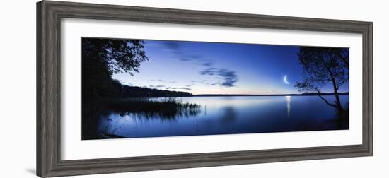 Moon Rising over Tranquil Lake Against Moody Sky, Mozhaisk, Russia-null-Framed Photographic Print