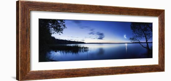 Moon Rising over Tranquil Lake Against Moody Sky, Mozhaisk, Russia-null-Framed Photographic Print