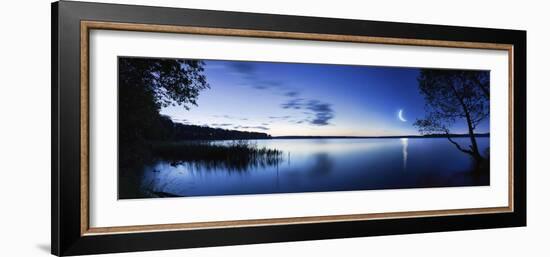 Moon Rising over Tranquil Lake Against Moody Sky, Mozhaisk, Russia-null-Framed Photographic Print