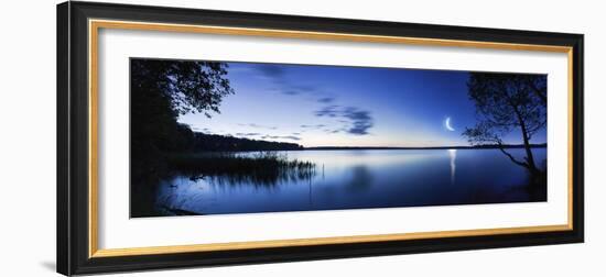 Moon Rising over Tranquil Lake Against Moody Sky, Mozhaisk, Russia-null-Framed Photographic Print