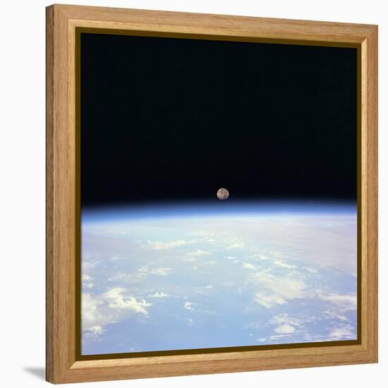 Moon Set and Earth Horizon Taken from Space Shuttle Discovery, July 14, 1995-null-Framed Stretched Canvas