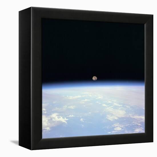 Moon Set and Earth Horizon Taken from Space Shuttle Discovery, July 14, 1995-null-Framed Stretched Canvas