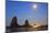 Moon Set over Neadles, Canon Beach, Oregon Coast, Pacific Northwest-Craig Tuttle-Mounted Photographic Print