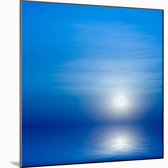 Moon, Sky And Blue Sea-alanuster-Mounted Art Print