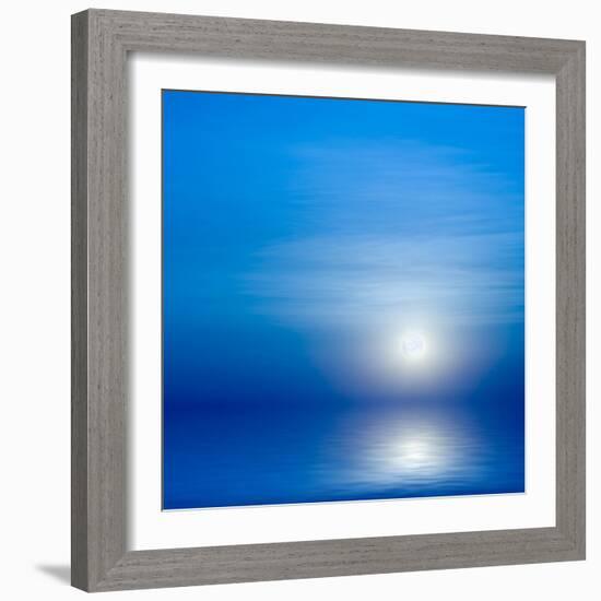 Moon, Sky And Blue Sea-alanuster-Framed Premium Giclee Print