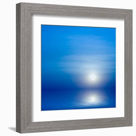 Moon, Sky And Blue Sea-alanuster-Framed Art Print