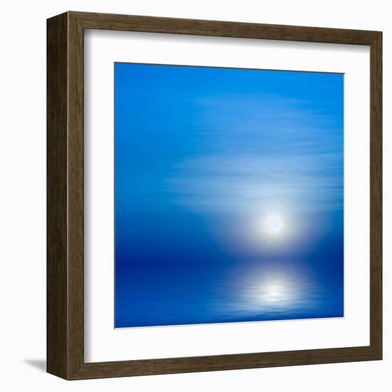 Moon, Sky And Blue Sea-alanuster-Framed Art Print