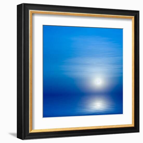 Moon, Sky And Blue Sea-alanuster-Framed Art Print