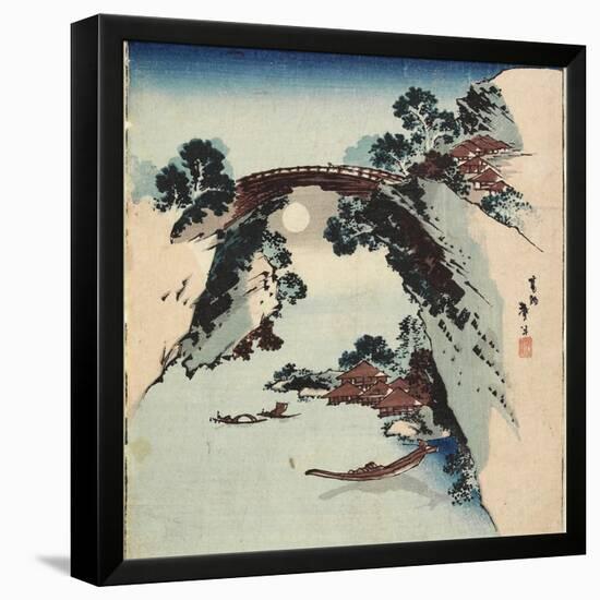 Moon Underneath the Bridge, 1811-1820-Katsushika Hokusai-Framed Premier Image Canvas