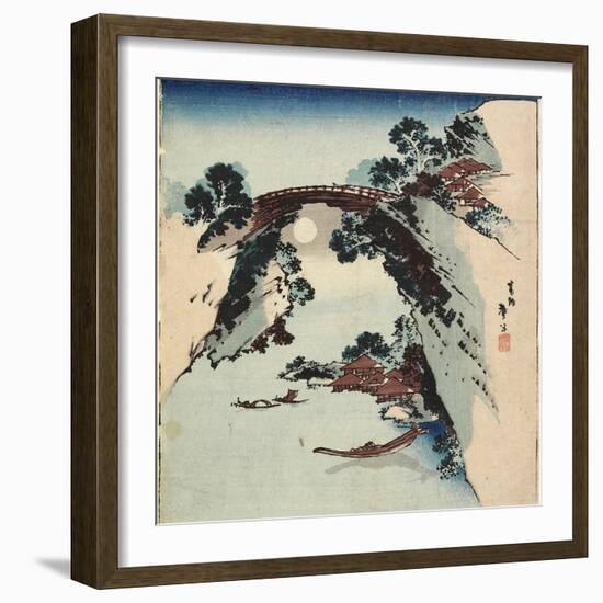 Moon Underneath the Bridge, 1811-1820-Katsushika Hokusai-Framed Giclee Print