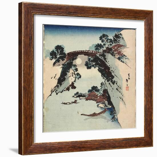 Moon Underneath the Bridge, 1811-1820-Katsushika Hokusai-Framed Giclee Print