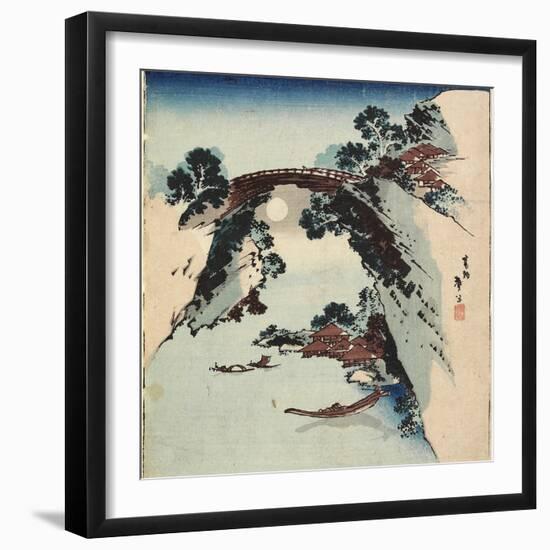 Moon Underneath the Bridge, 1811-1820-Katsushika Hokusai-Framed Giclee Print