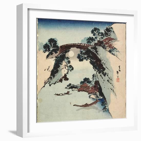 Moon Underneath the Bridge, 1811-1820-Katsushika Hokusai-Framed Giclee Print