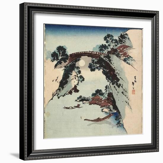 Moon Underneath the Bridge, 1811-1820-Katsushika Hokusai-Framed Giclee Print