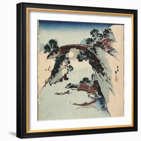 Moon Underneath the Bridge, 1811-1820-Katsushika Hokusai-Framed Giclee Print