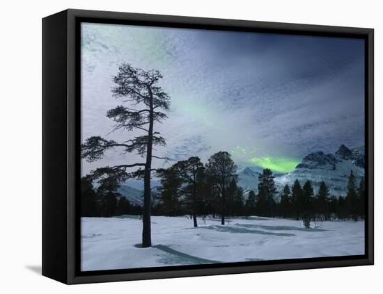 Moonlight And Aurora Borealis, Forramarka, Troms, Norway-Stocktrek Images-Framed Premier Image Canvas