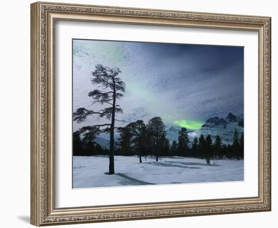 Moonlight And Aurora Borealis, Forramarka, Troms, Norway-Stocktrek Images-Framed Photographic Print