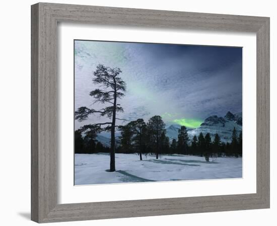 Moonlight And Aurora Borealis, Forramarka, Troms, Norway-Stocktrek Images-Framed Photographic Print